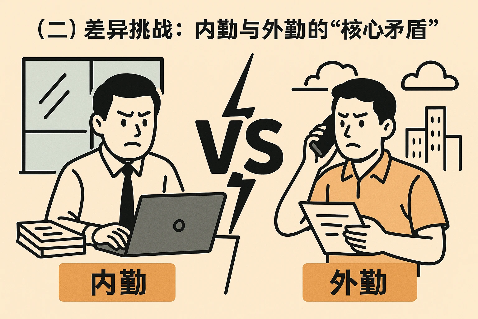 （二）差异挑战：内勤与外勤的“核心矛盾”