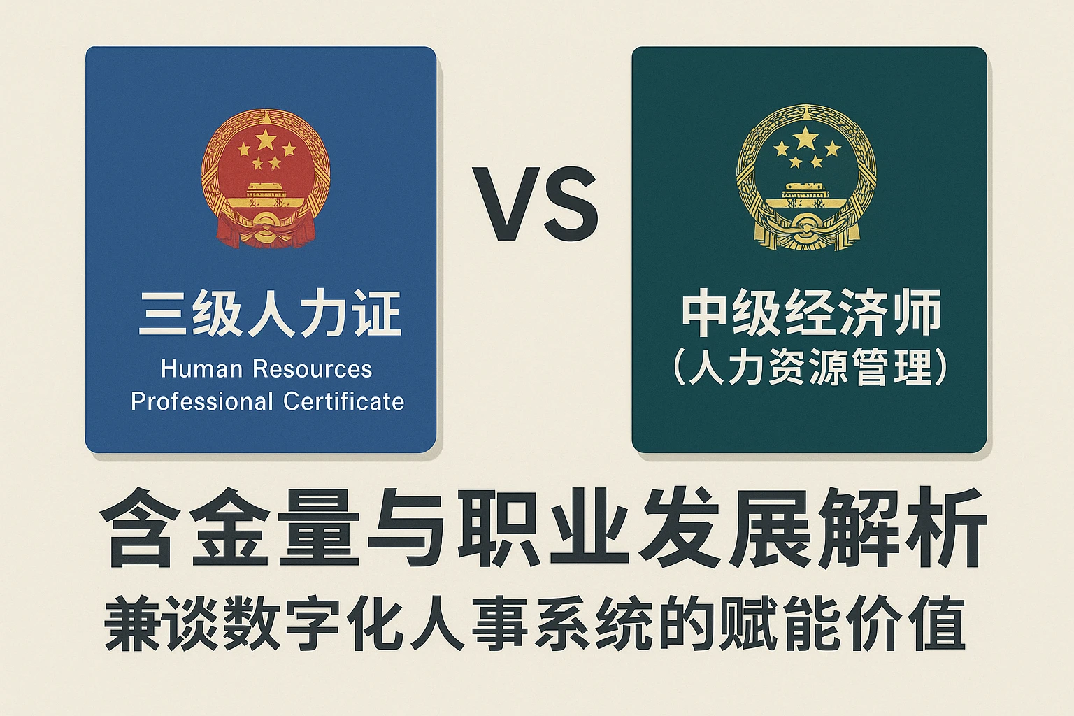 三级人力证vs中级经济师（人力资源管理）：含金量与职业发展解析——兼谈数字化人事系统的赋能价值