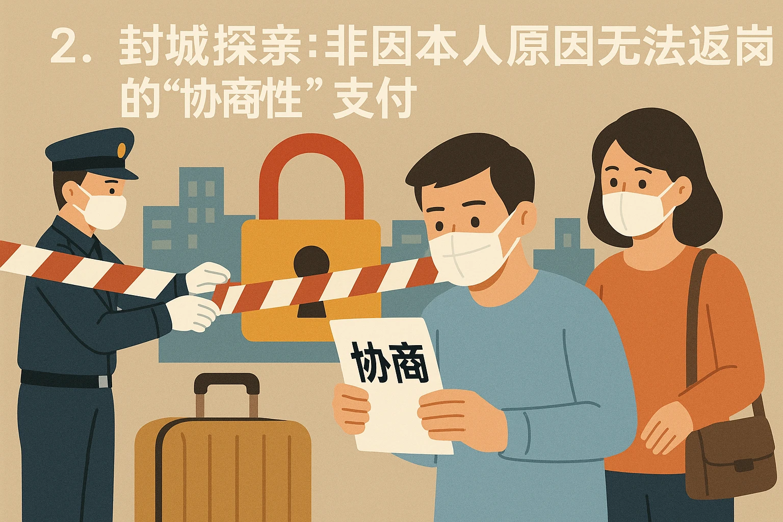 2. 封城探亲：非因本人原因无法返岗的“协商性”支付