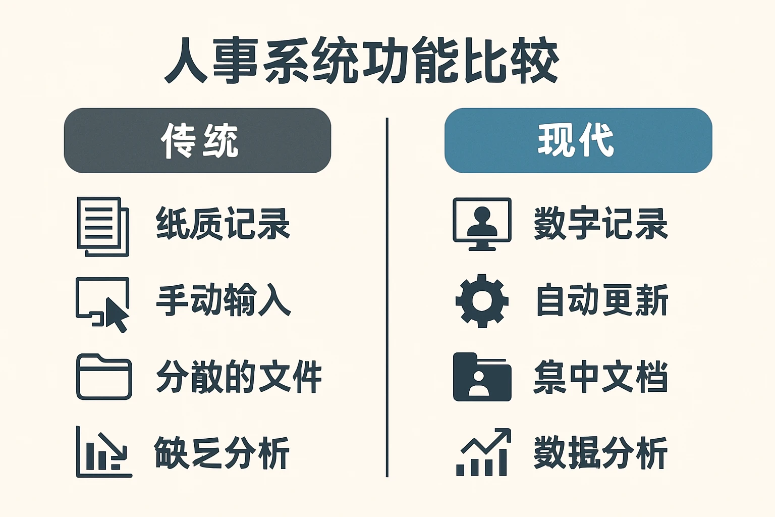 人事系统功能比较:传统与现代的差异