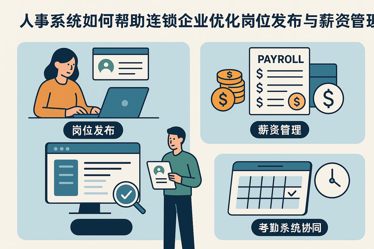 人事系统如何帮助连锁企业优化岗位发布与薪资管理,考勤系统如何协同