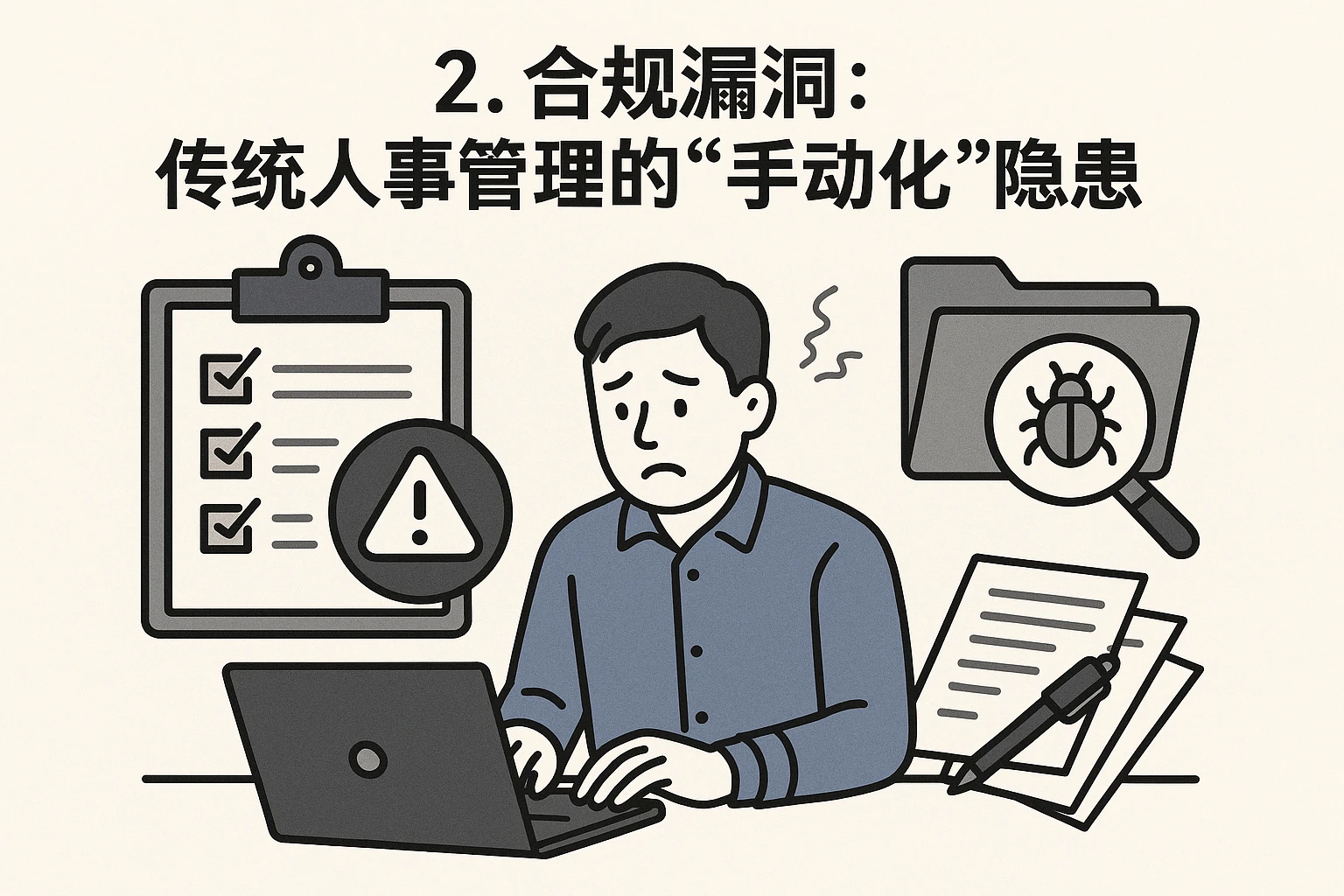 2. 合规漏洞:传统人事管理的“手动化”隐患