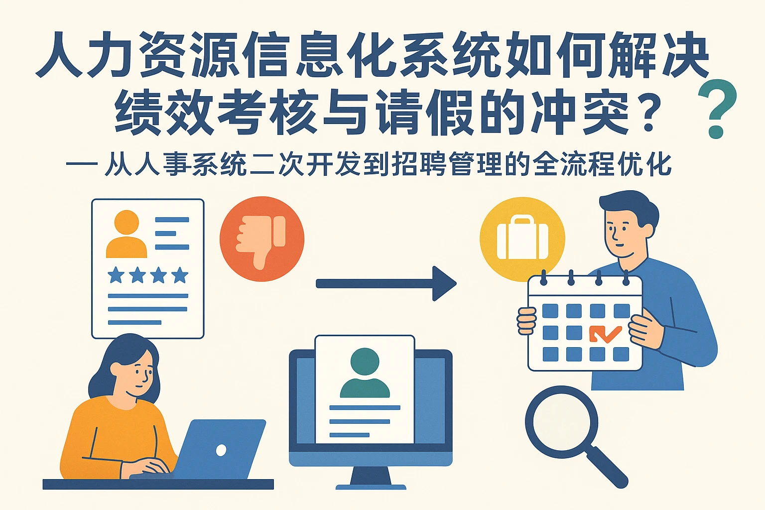 人力资源信息化系统如何解决绩效考核与请假的冲突?——从人事系统二次开发到招聘管理的全流程优化