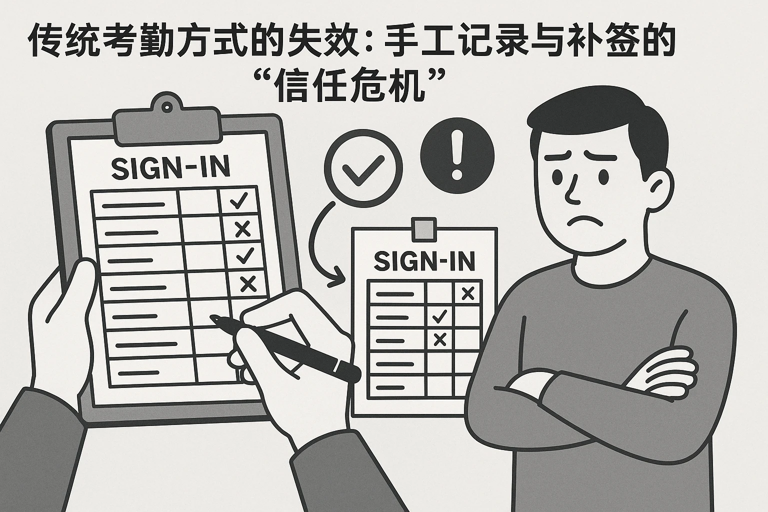 2. 传统考勤方式的失效：手工记录与补签的“信任危机”