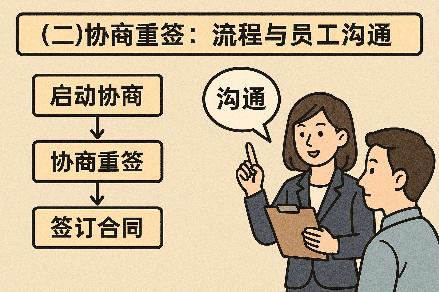 （二）协商重签：流程与员工沟通