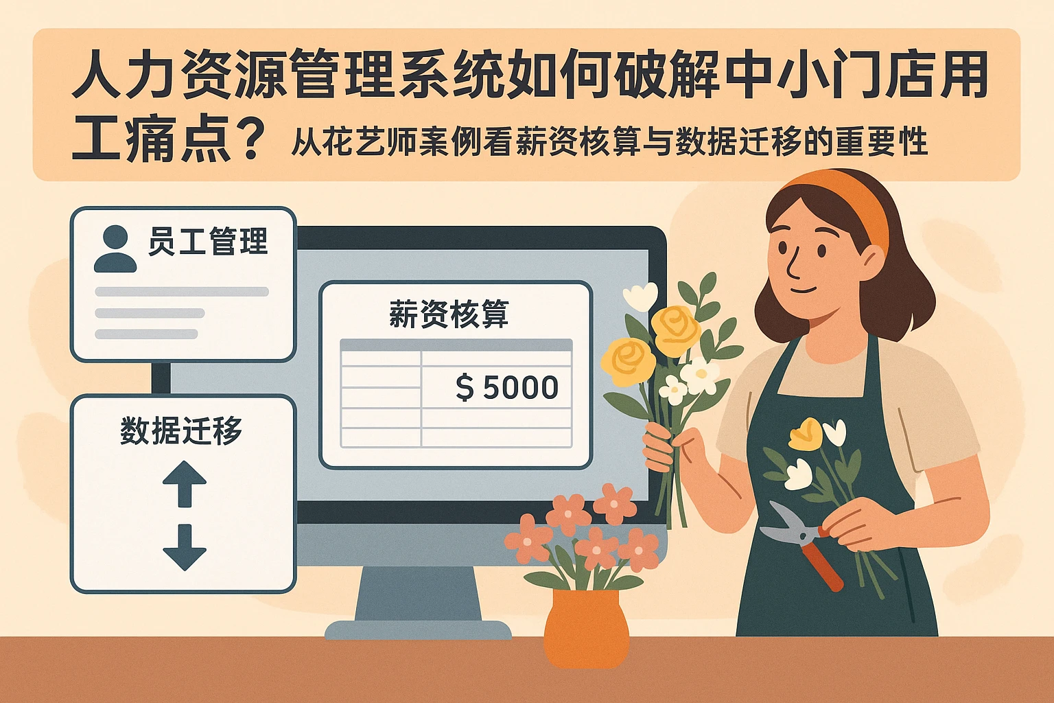 人力资源管理系统如何破解中小门店用工痛点？从花艺师案例看薪资核算与数据迁移的重要性