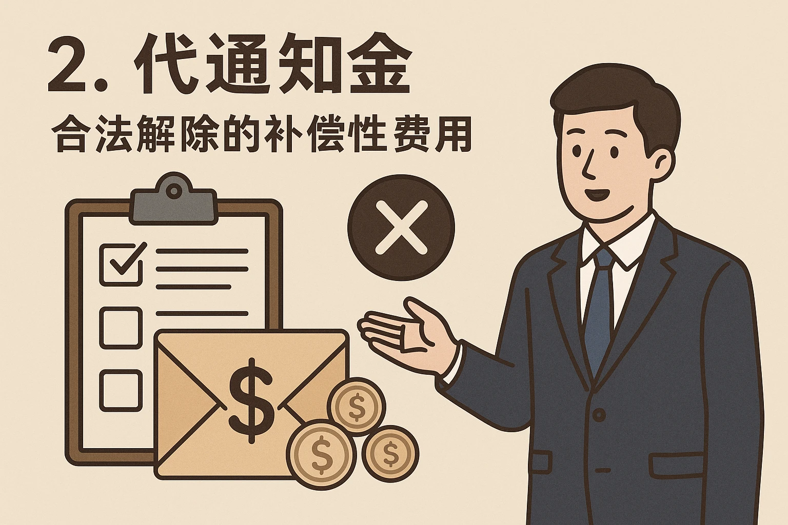 2. 代通知金：合法解除的补偿性费用