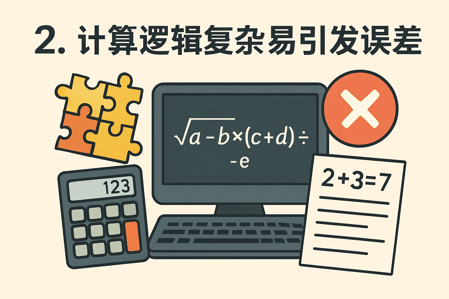 2. 计算逻辑复杂易引发误差