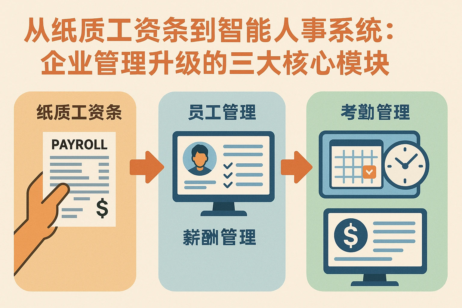 从纸质工资条到智能人事系统:企业管理升级的三大核心模块