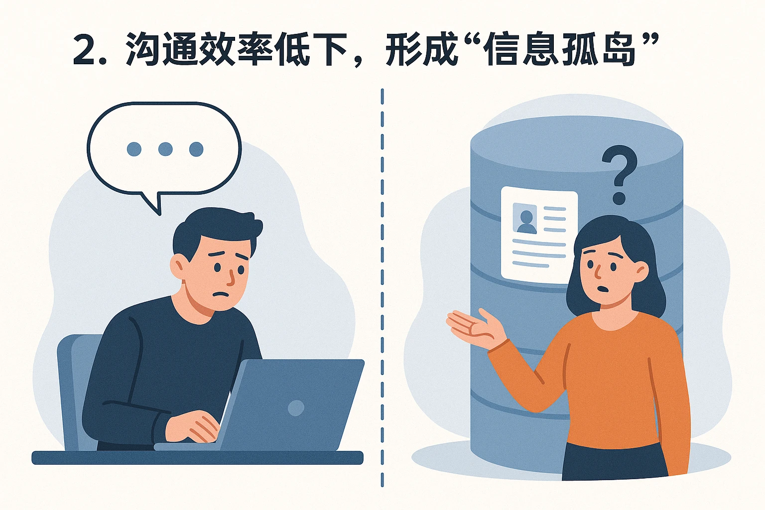 2. 沟通效率低下，形成“信息孤岛”