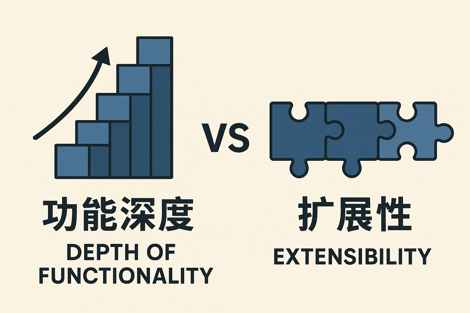 功能深度与扩展性的对比