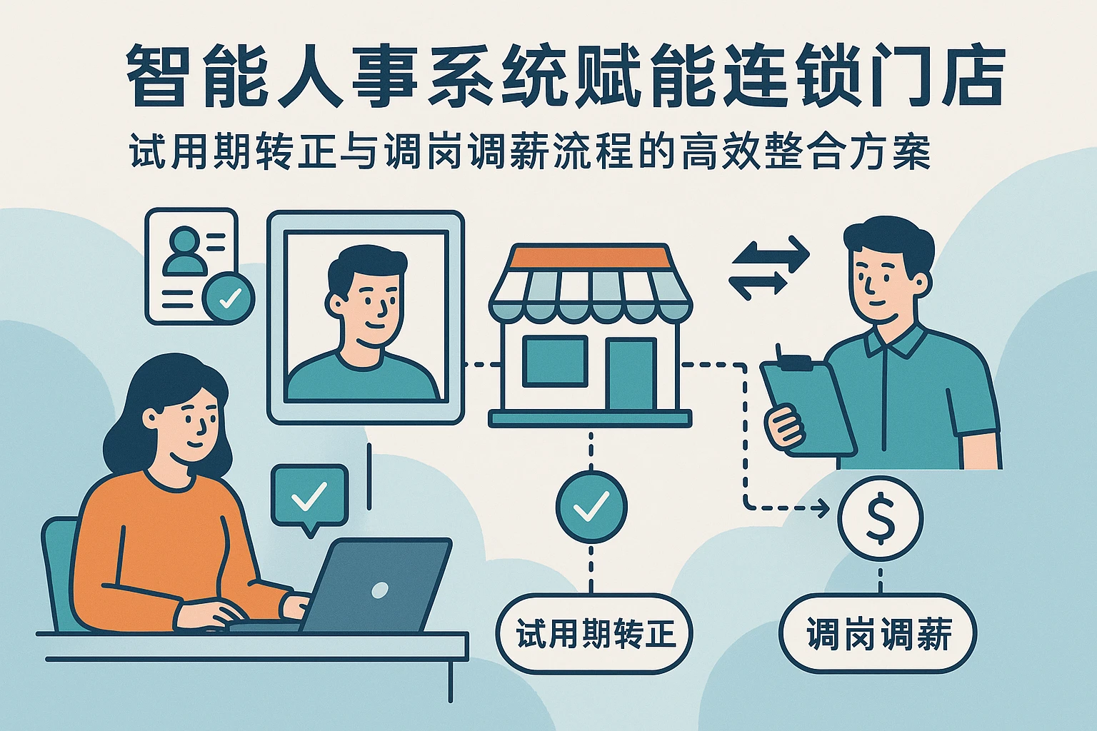智能人事系统赋能连锁门店：试用期转正与调岗调薪流程的高效整合方案