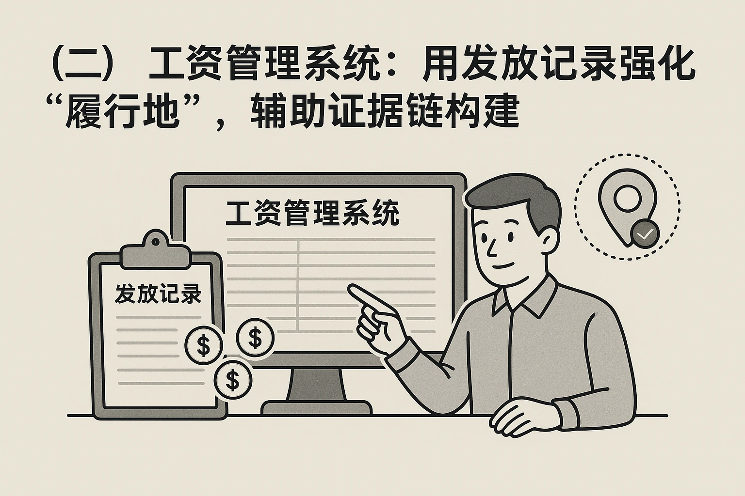 (二)工资管理系统:用发放记录强化“履行地”,辅助证据链构建