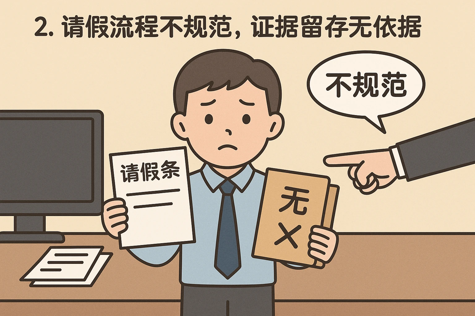 2. 请假流程不规范，证据留存无依据
