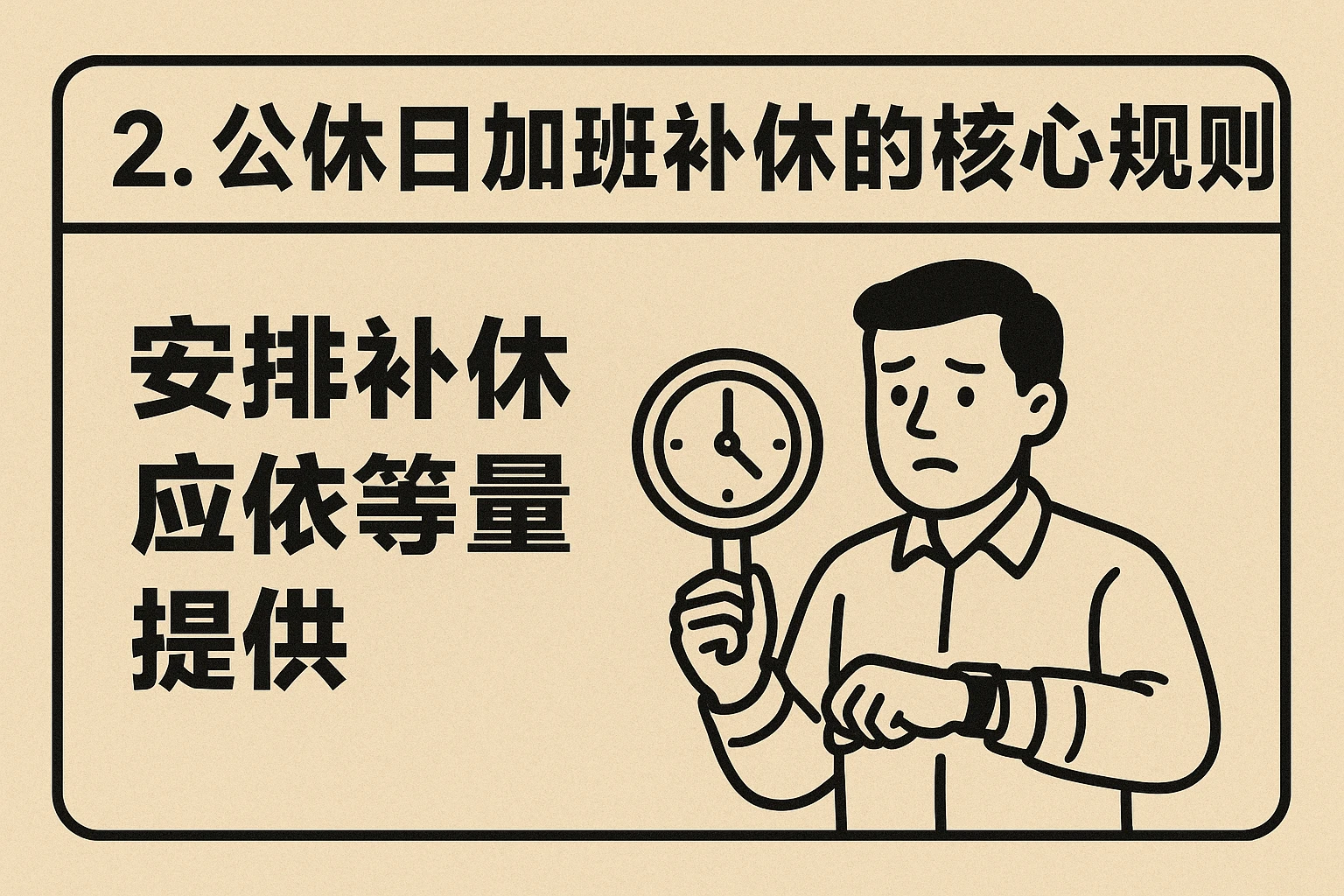 2. 公休日加班补休的核心规则