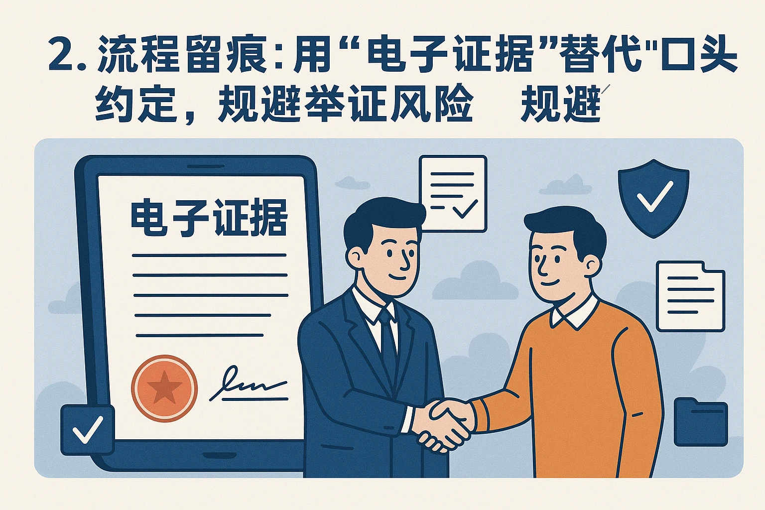 2. 流程留痕:用“电子证据”替代“口头约定”,规避举证风险