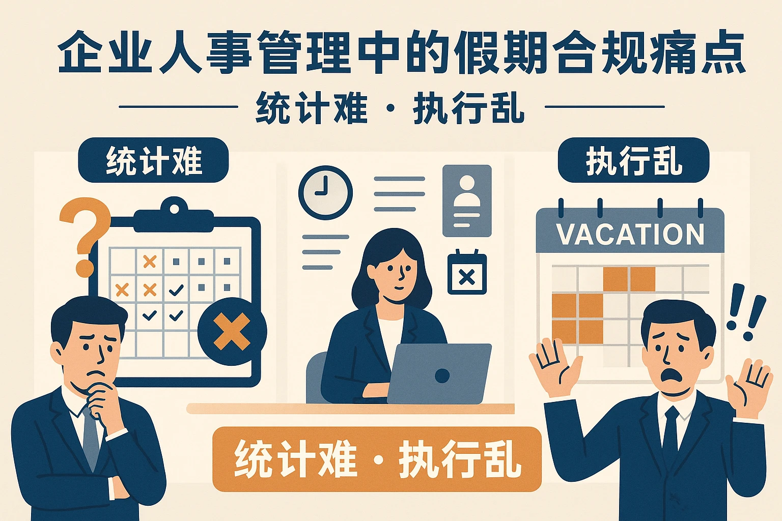 1.2 企业人事管理中的假期合规痛点:统计难、执行乱