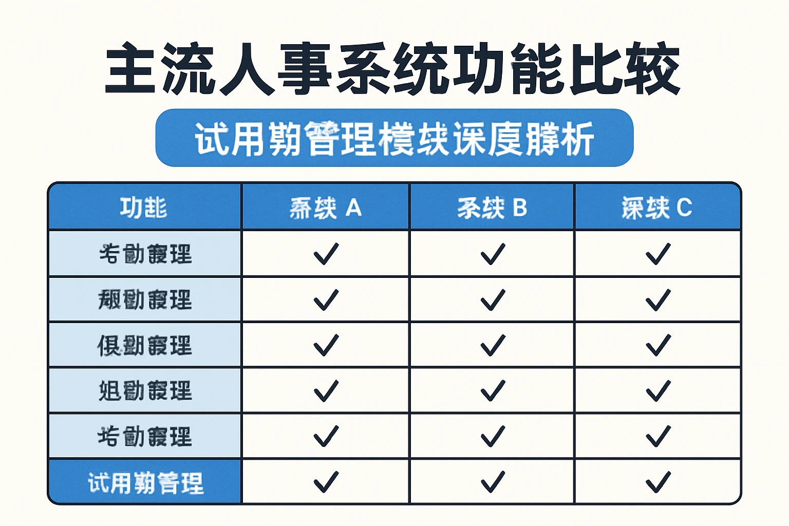 主流人事系统功能比较:试用期管理模块深度解析