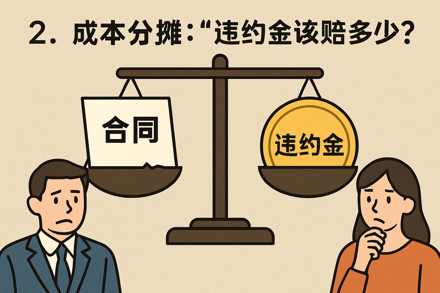 2. 成本分摊：“违约金该赔多少？”