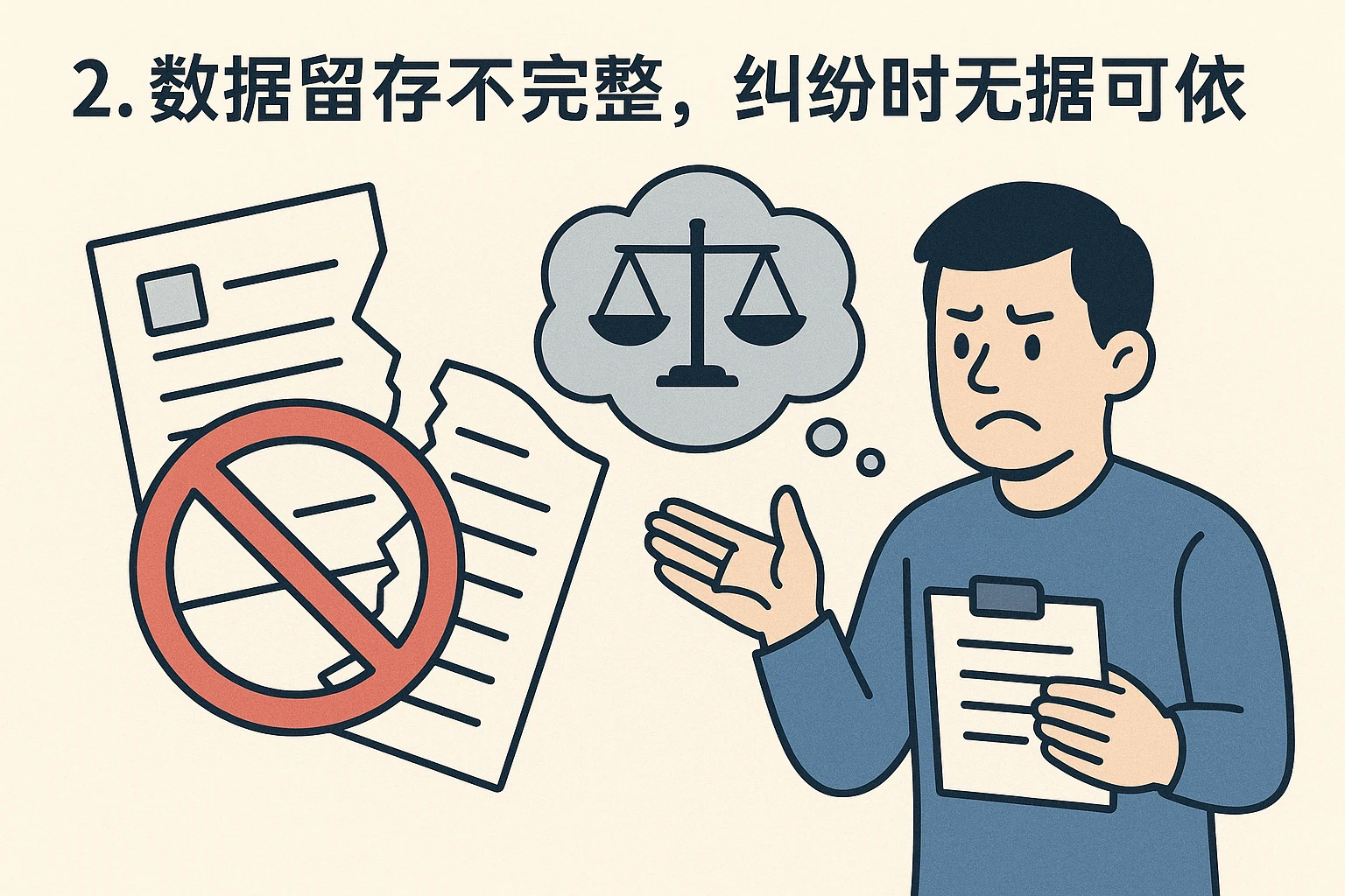2. 数据留存不完整,纠纷时无据可依