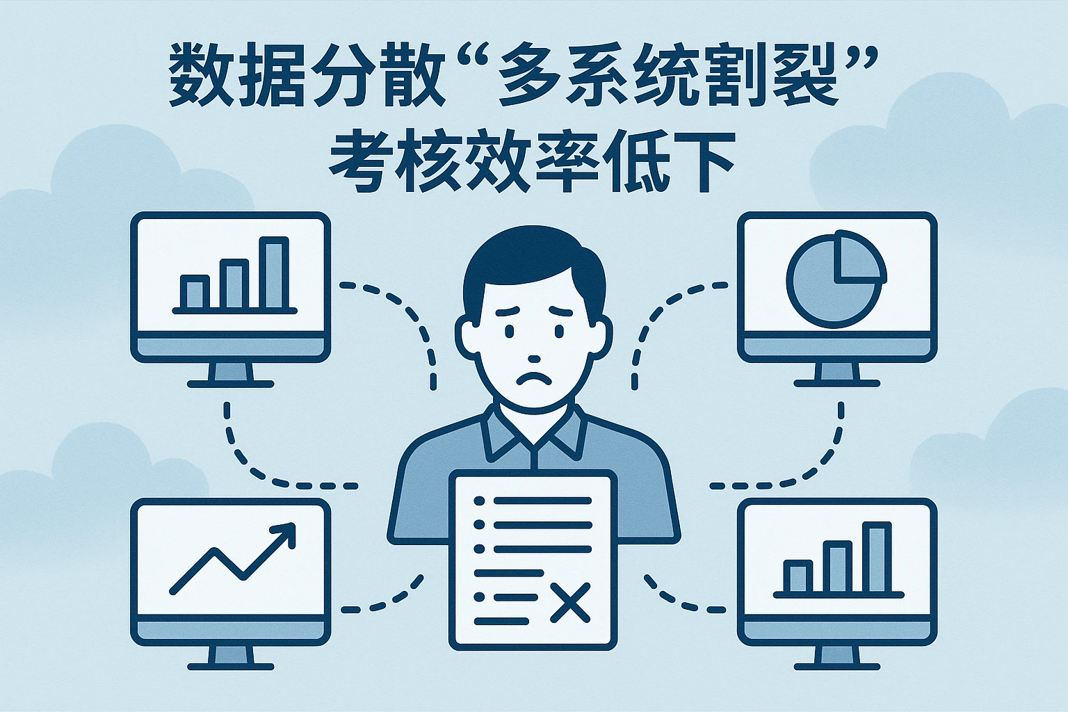 2. 数据分散“多系统割裂”,考核效率低下
