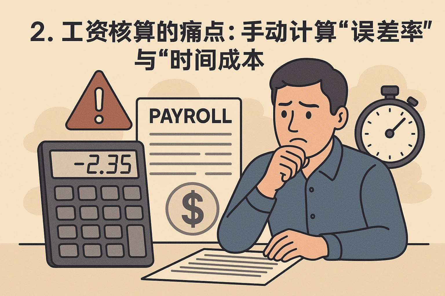 2. 工资核算的痛点:手动计算的“误差率”与“时间成本”