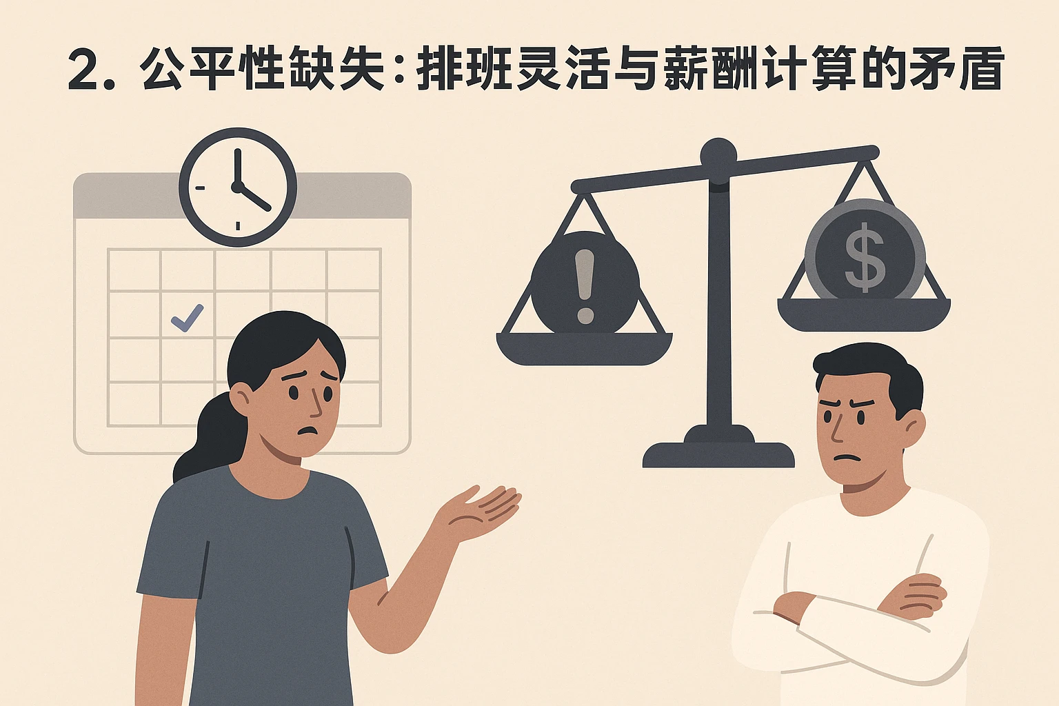 2. 公平性缺失:排班灵活与薪酬计算的矛盾