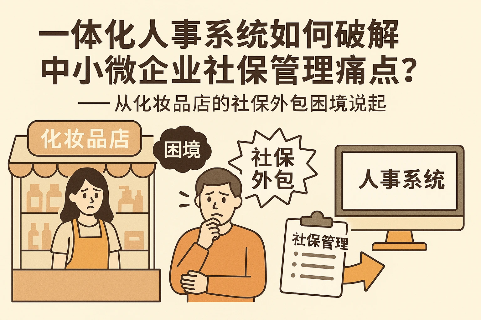 一体化人事系统如何破解中小微企业社保管理痛点？——从化妆品店的社保外包困境说起