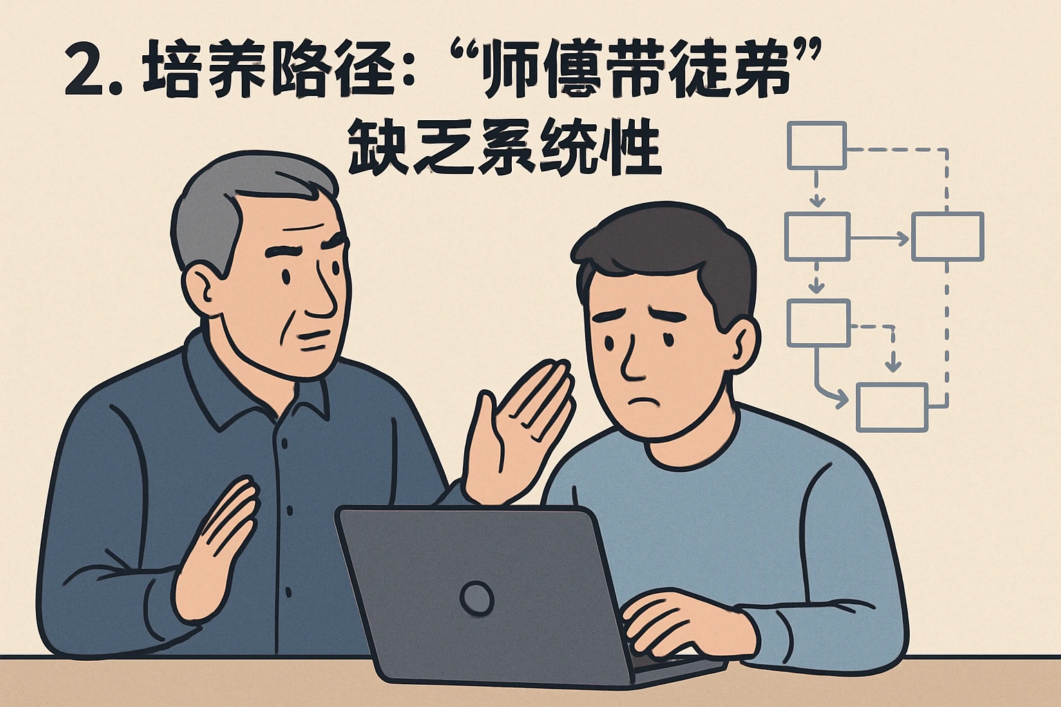 2. 培养路径：“师傅带徒弟”缺乏系统性