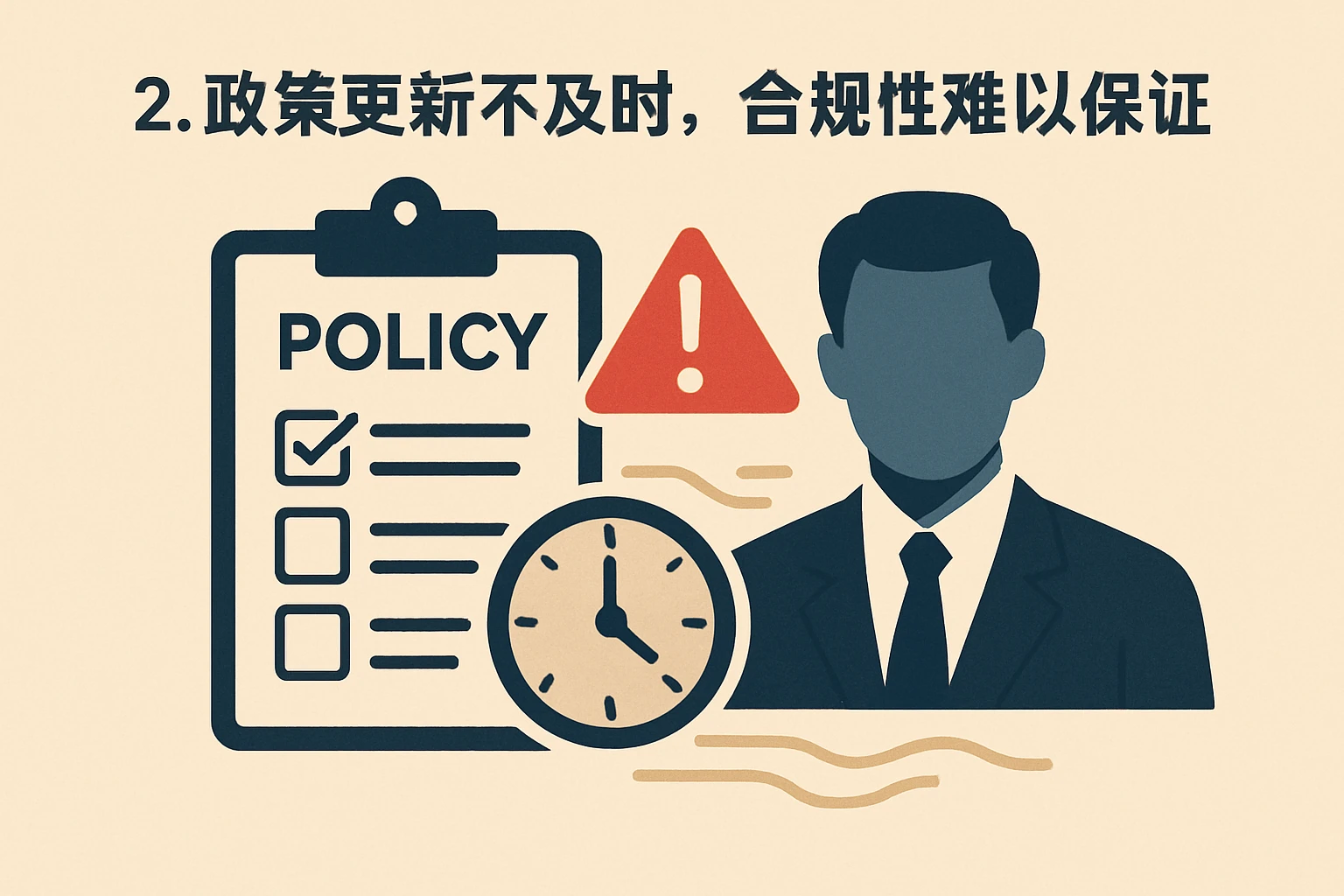 2. 政策更新不及时，合规性难以保证