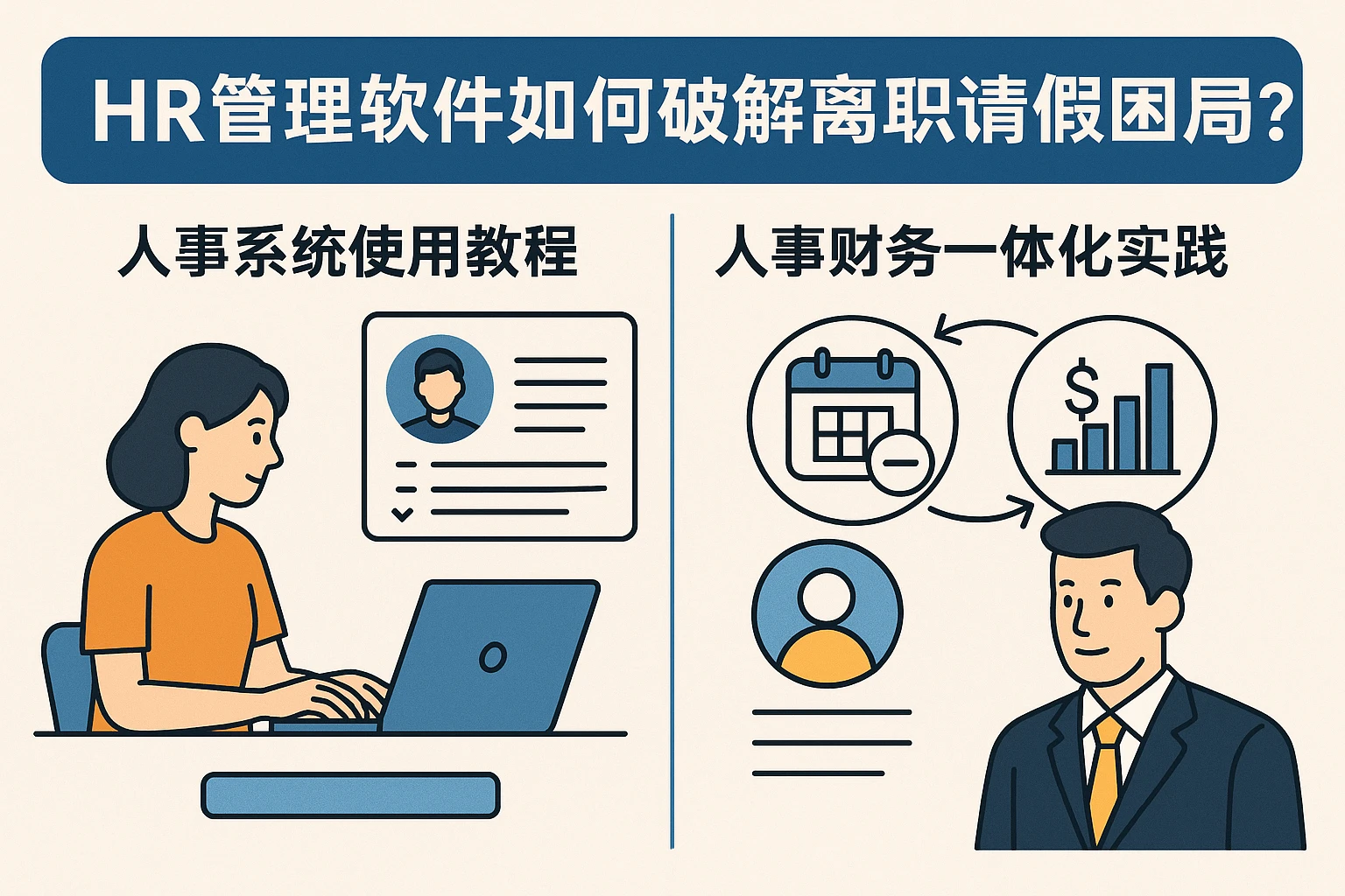 HR管理软件如何破解离职期请假困局？人事系统使用教程与人事财务一体化实践