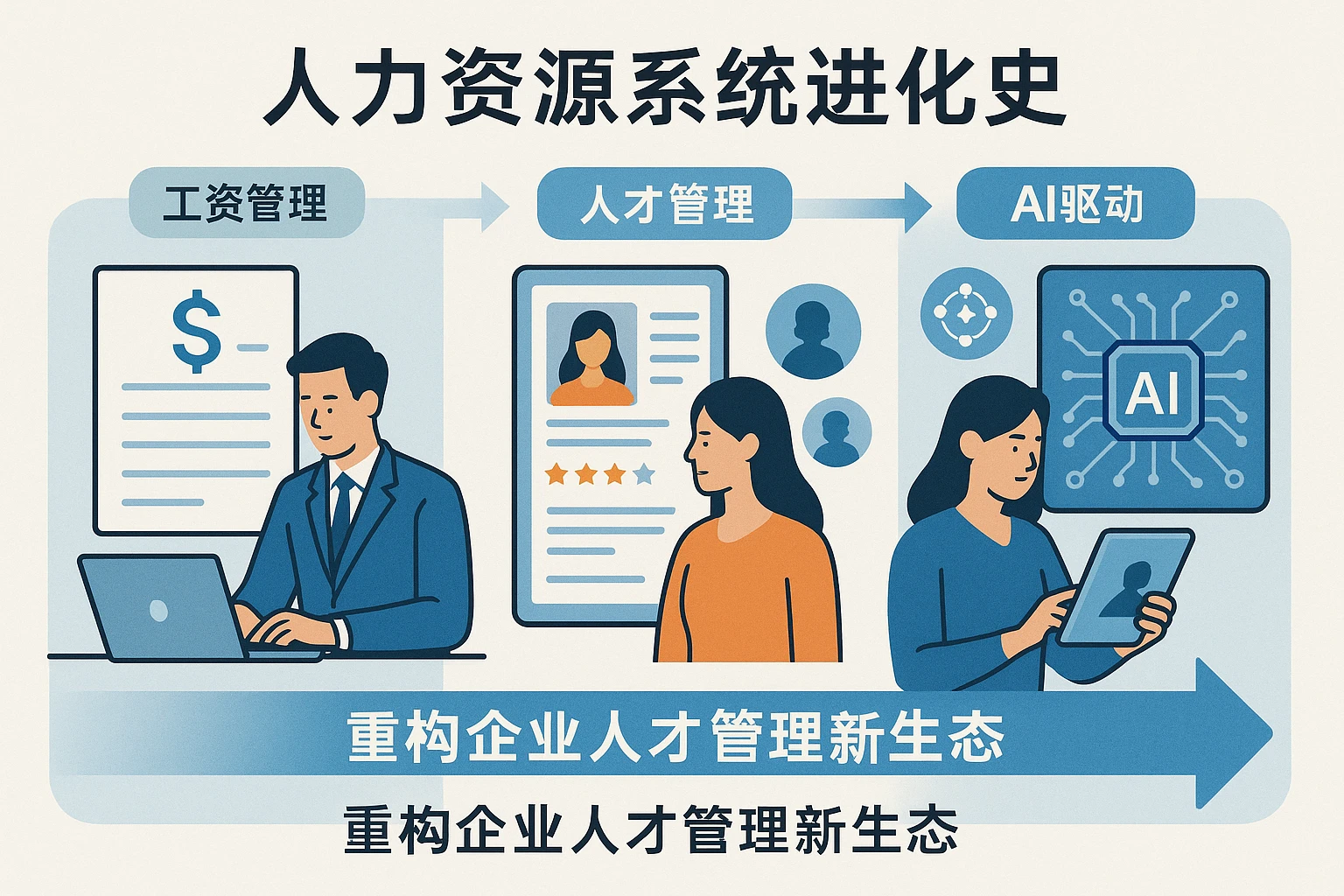 人力资源系统进化史:从工资管理到AI驱动,重构企业人才管理新生态