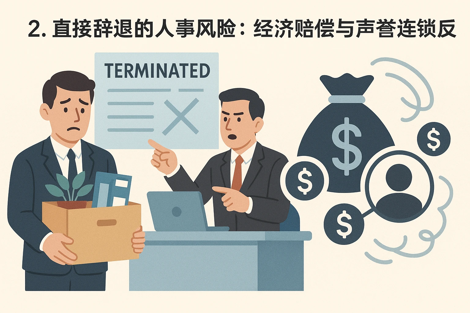 2. 直接辞退的人事风险：经济赔偿与声誉连锁反应