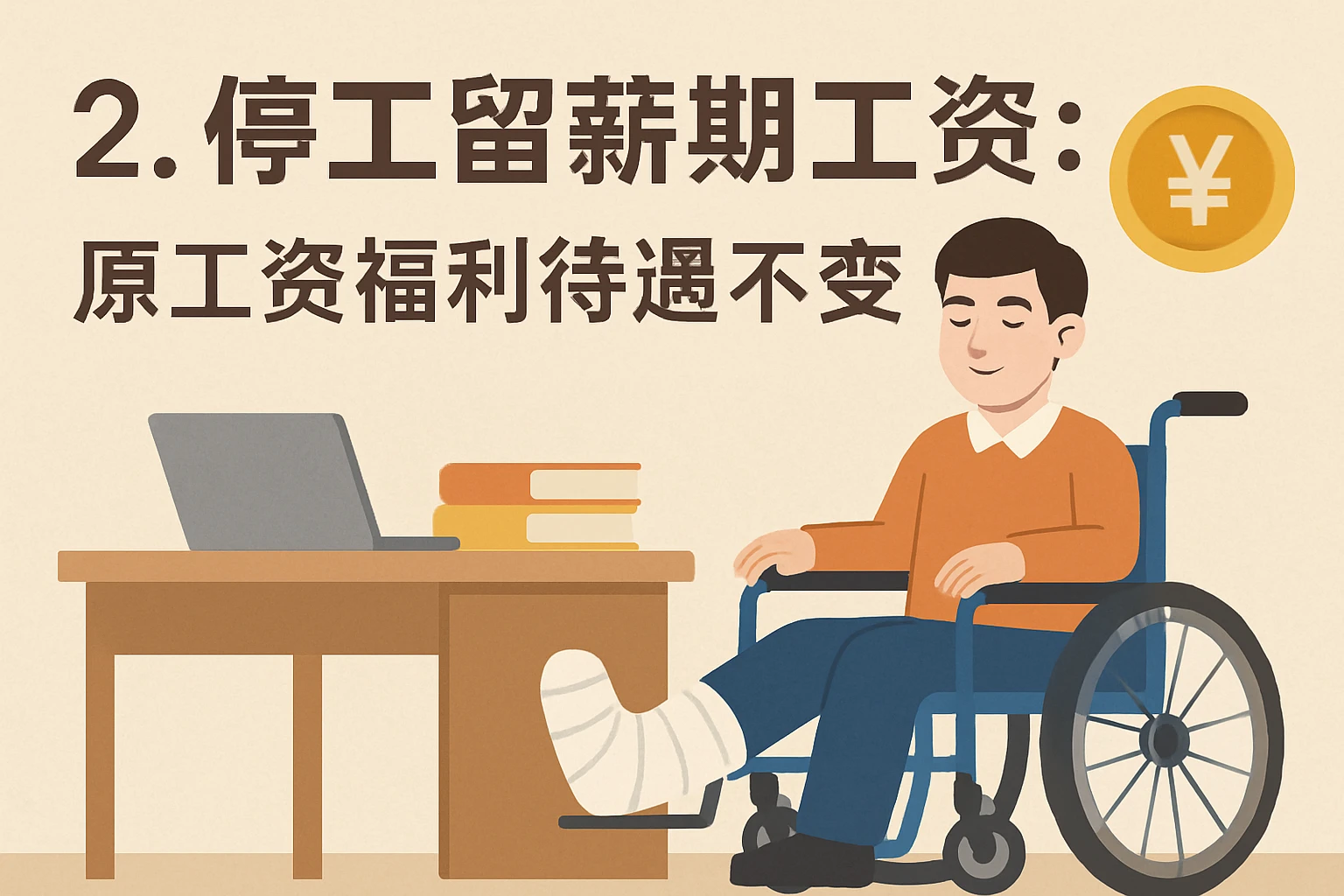 2. 停工留薪期工资：原工资福利待遇不变