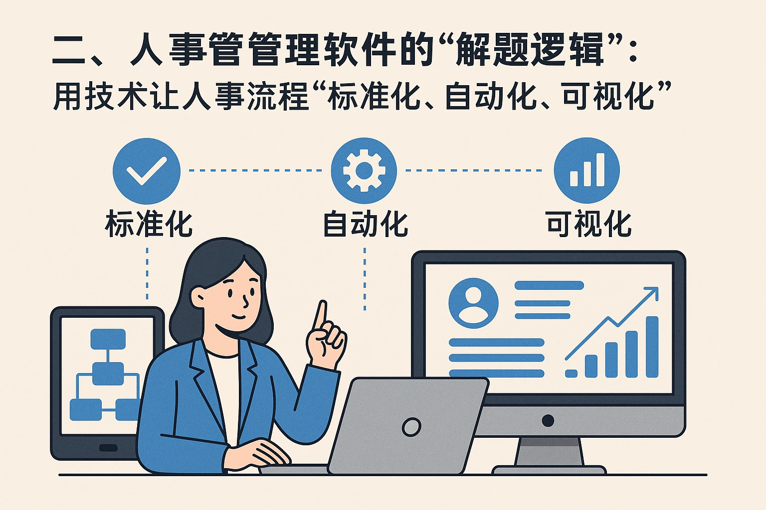 二、人事管理软件的“解题逻辑”：用技术让人事流程“标准化、自动化、可视化”