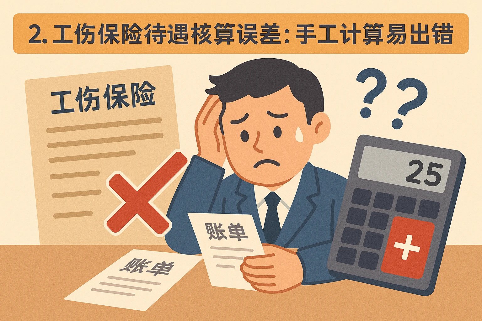 2. 工伤保险待遇核算误差:手工计算易出错