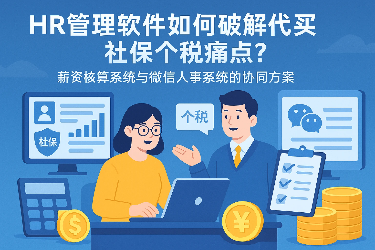 HR管理软件如何破解代买社保个税痛点？薪资核算系统与微信人事系统的协同方案