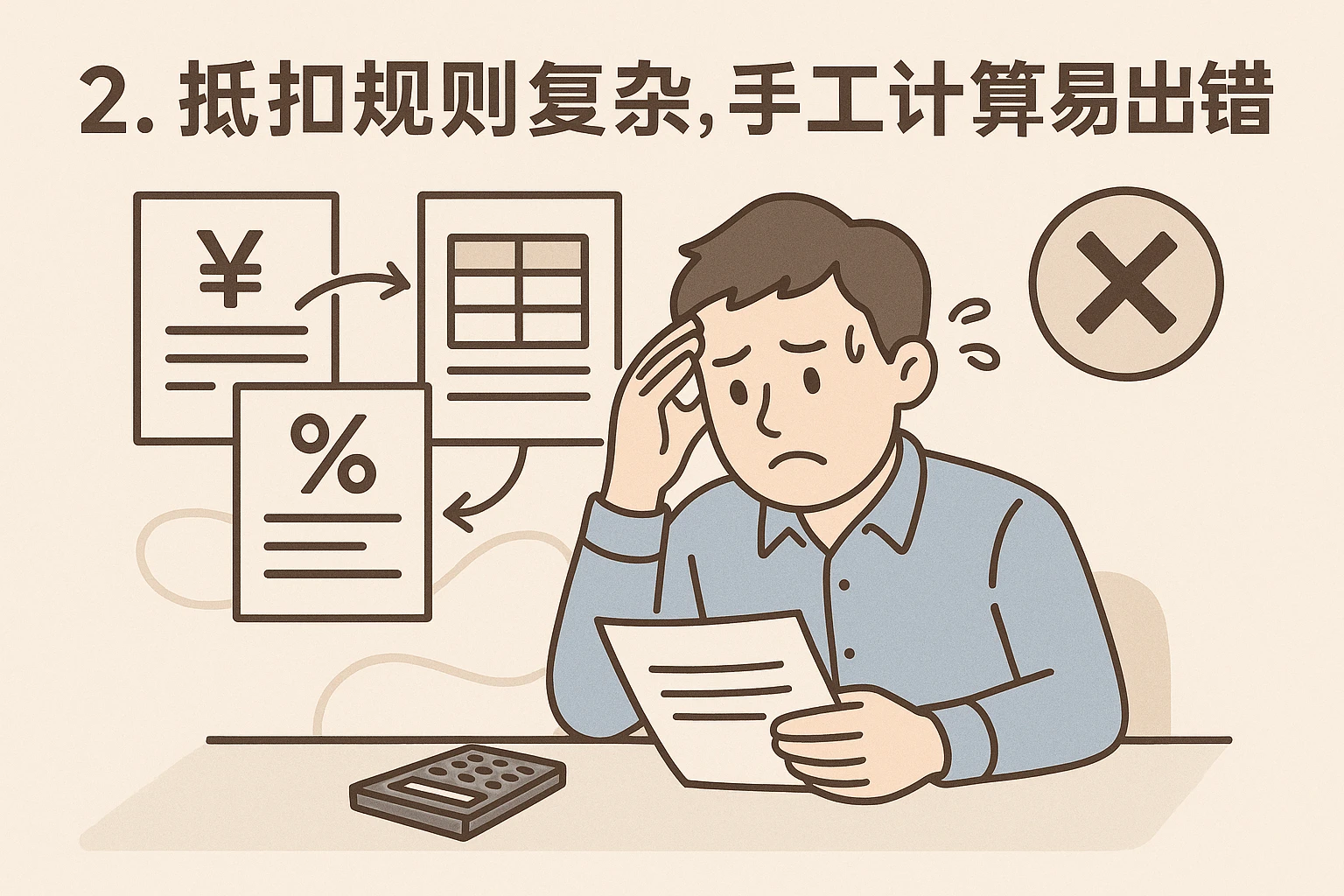 2. 抵扣规则复杂,手工计算易出错