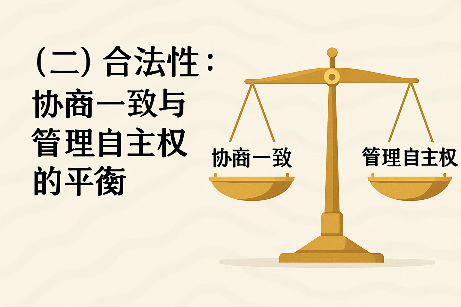 （二）合法性：协商一致与管理自主权的平衡