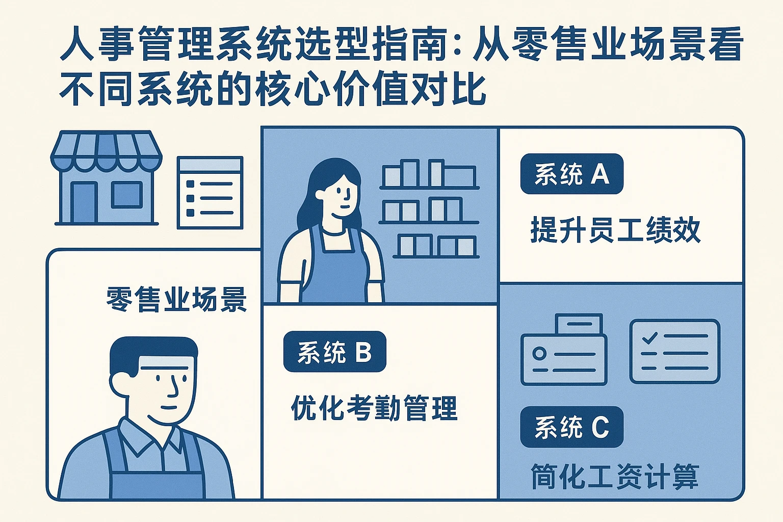 人事管理系统选型指南:从零售业场景看不同系统的核心价值对比