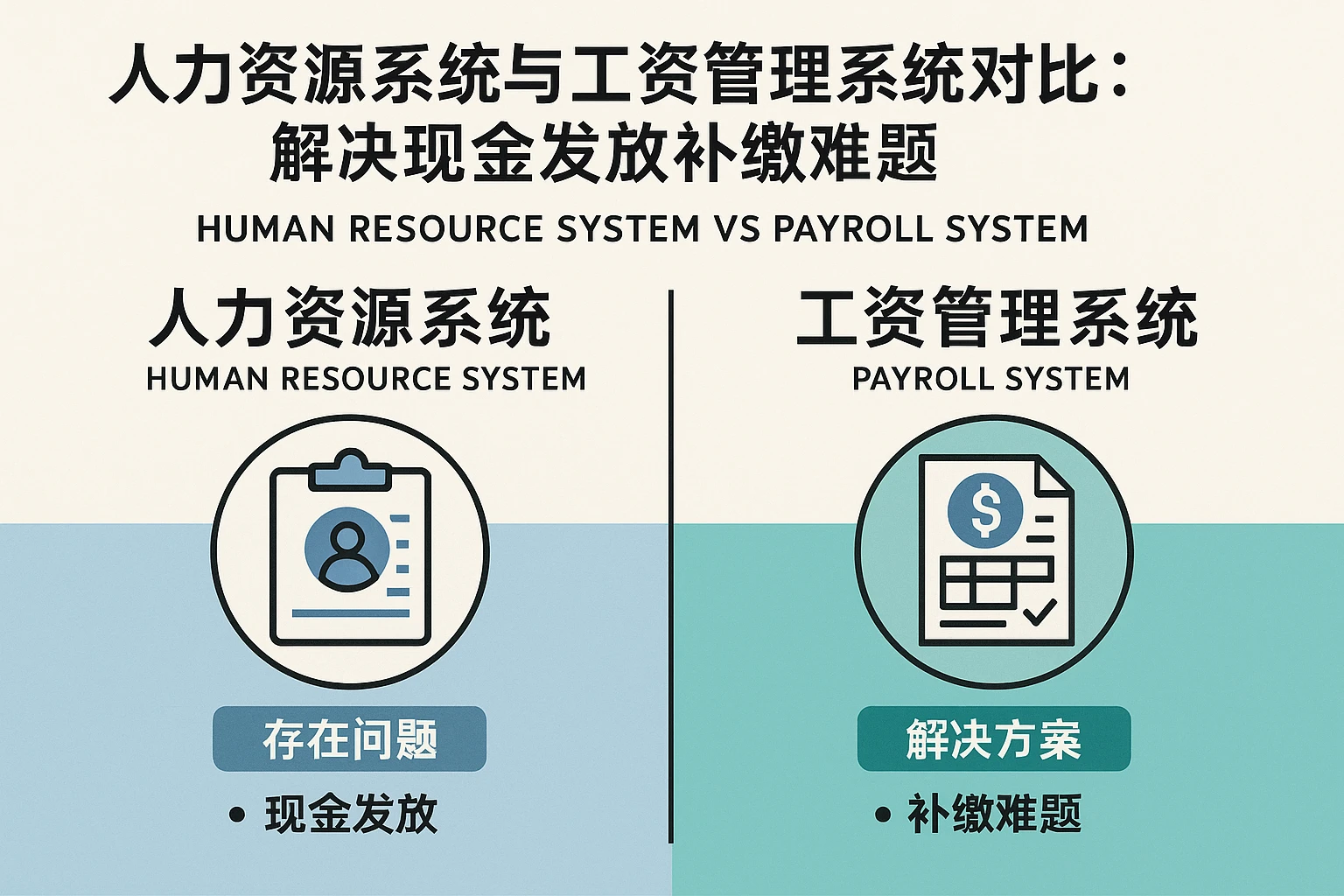 人力资源系统与工资管理系统对比：解决现金发放补缴难题