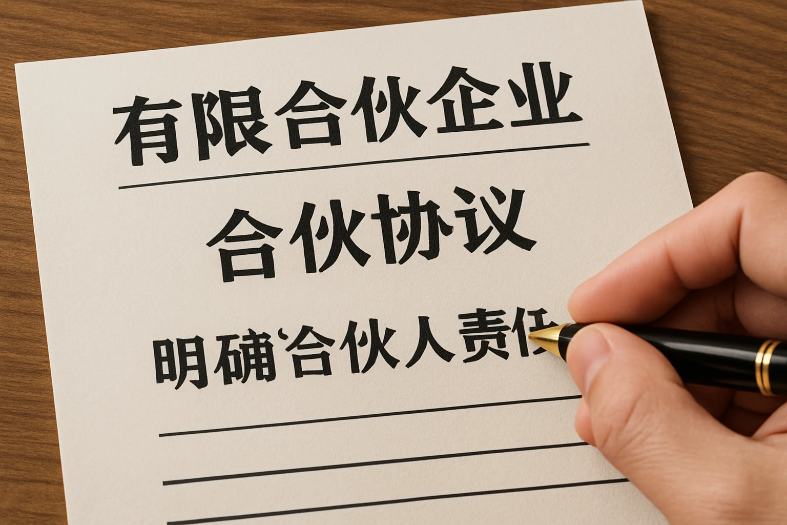 2. 有限合伙企业:强调“合伙协议”,需明确“合伙人责任”