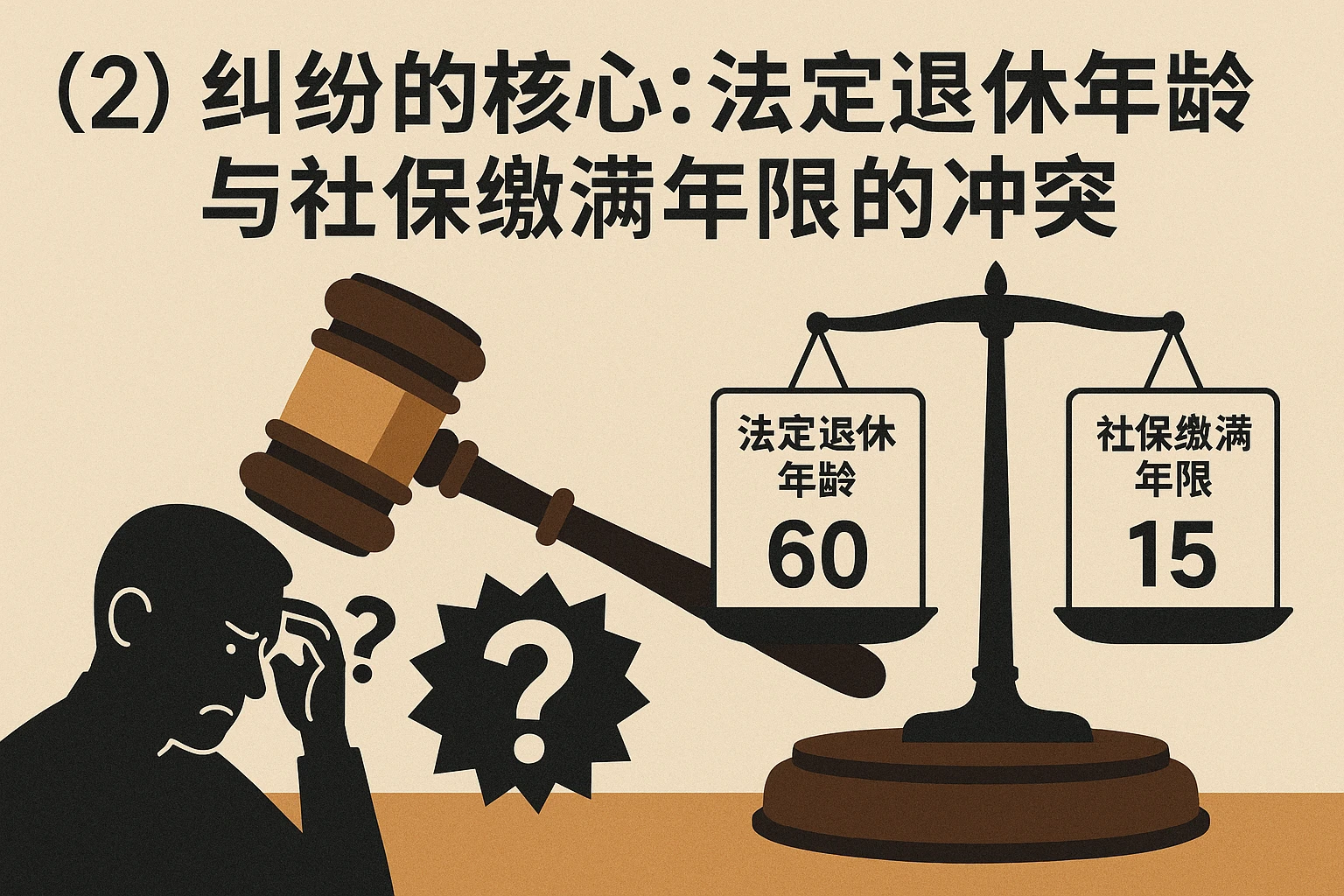 （2）纠纷的核心：法定退休年龄与社保缴满年限的冲突