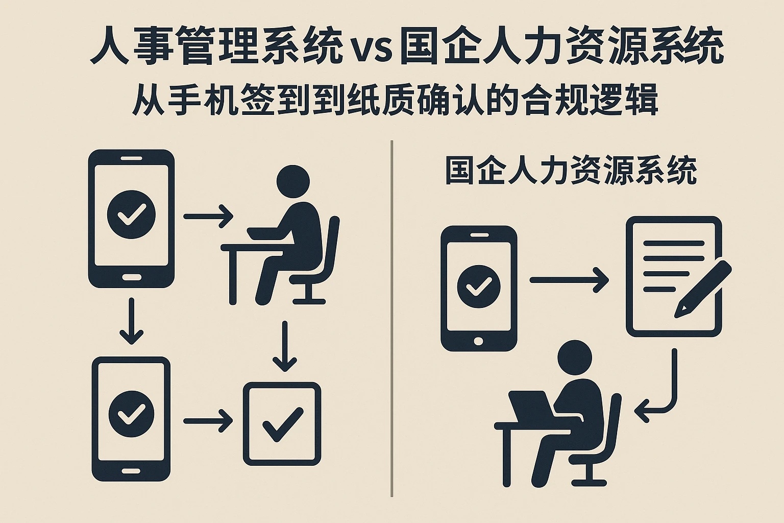 人事管理系统 vs 国企人力资源系统：从手机签到到纸质确认的合规逻辑