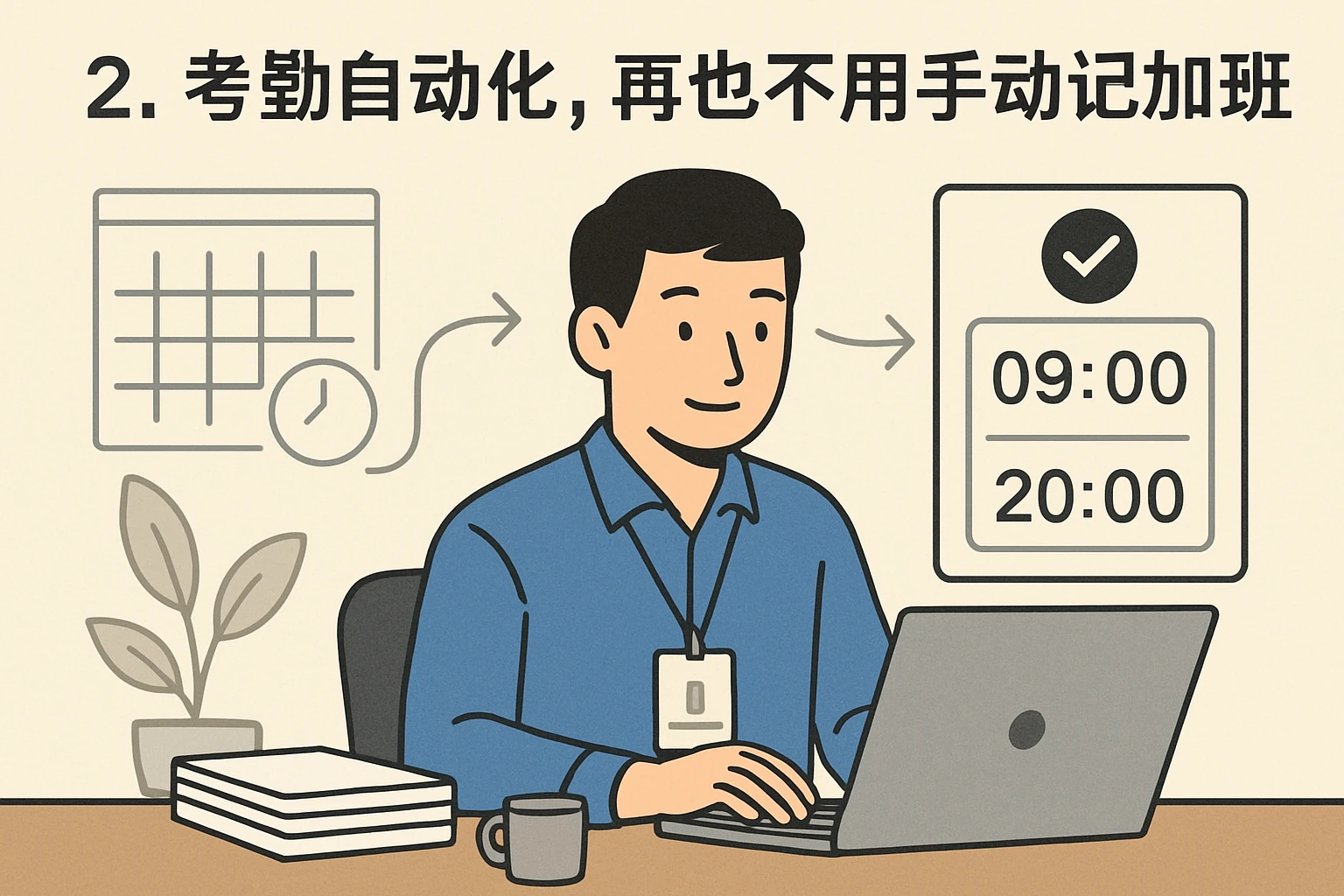 2. 考勤自动化,再也不用手动记加班