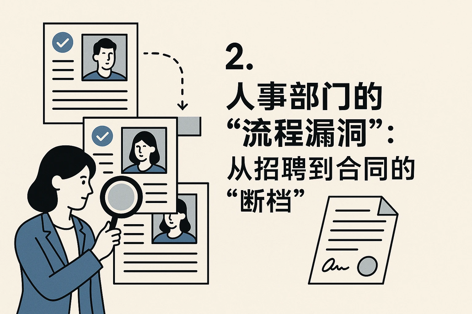 2. 人事部门的“流程漏洞”:从招聘到合同的“断档”