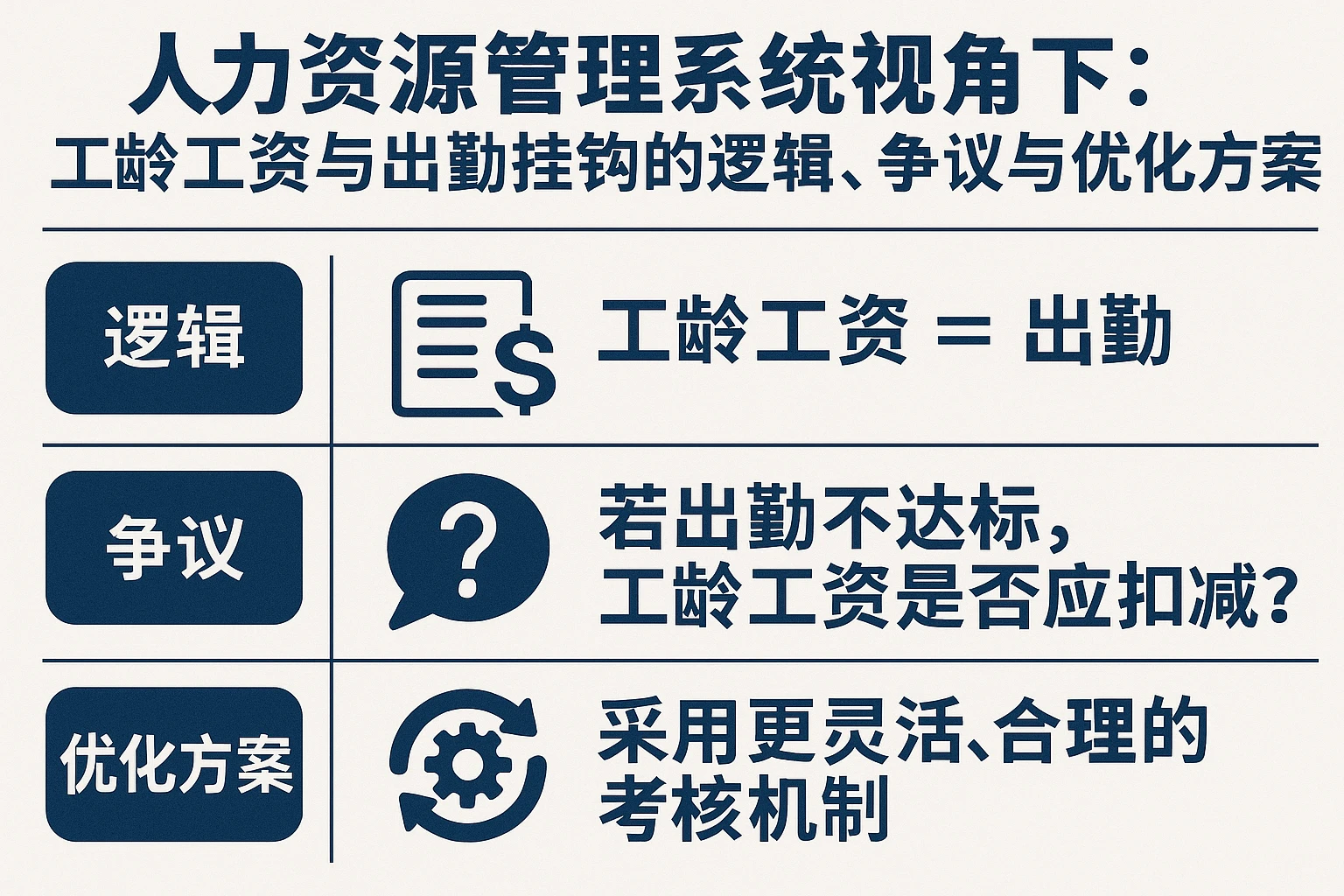 人力资源管理系统视角下：工龄工资与出勤挂钩的逻辑、争议与优化方案