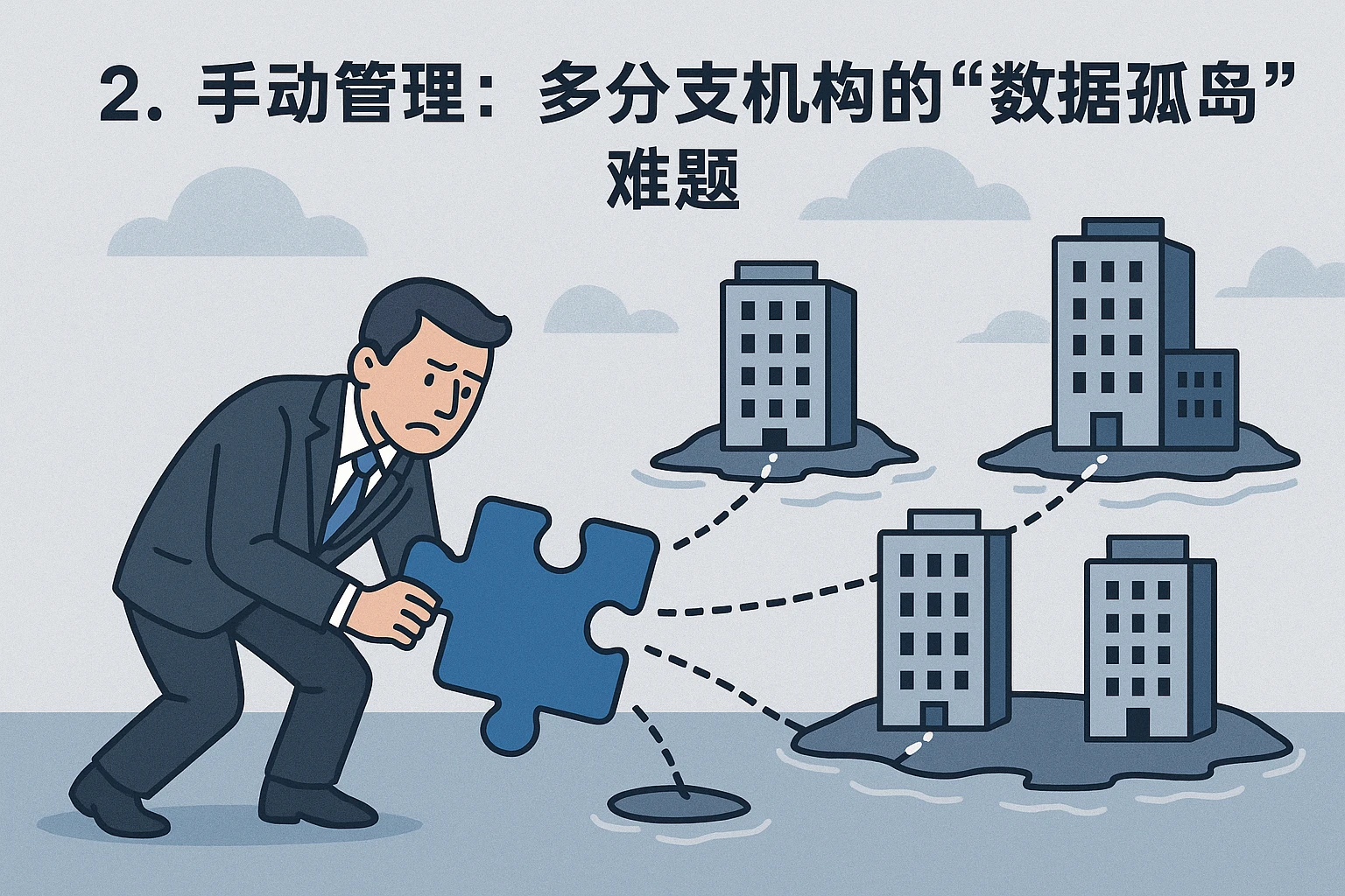 2. 手动管理：多分支机构的“数据孤岛”难题
