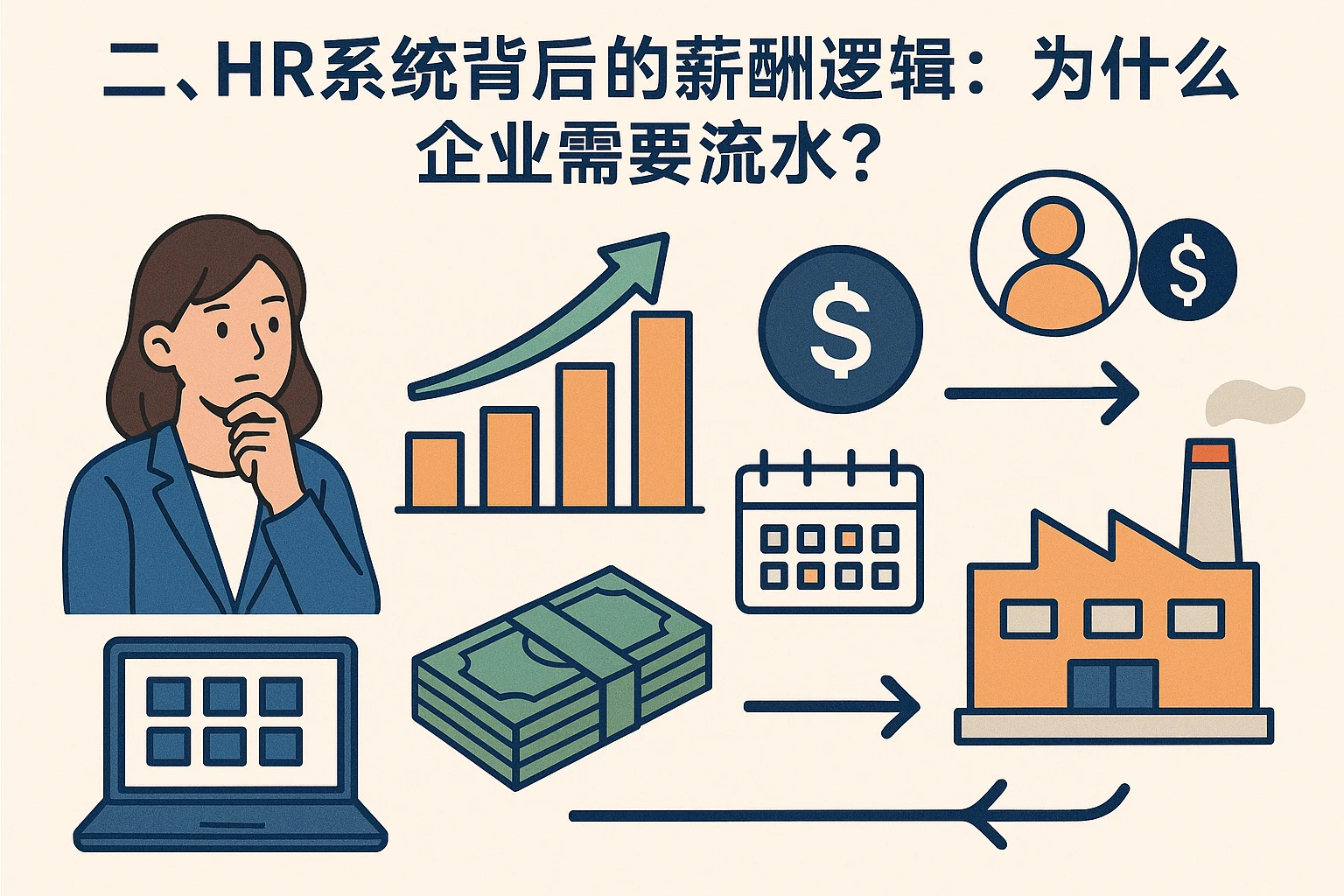二、HR系统背后的薪酬逻辑:为什么企业需要流水?