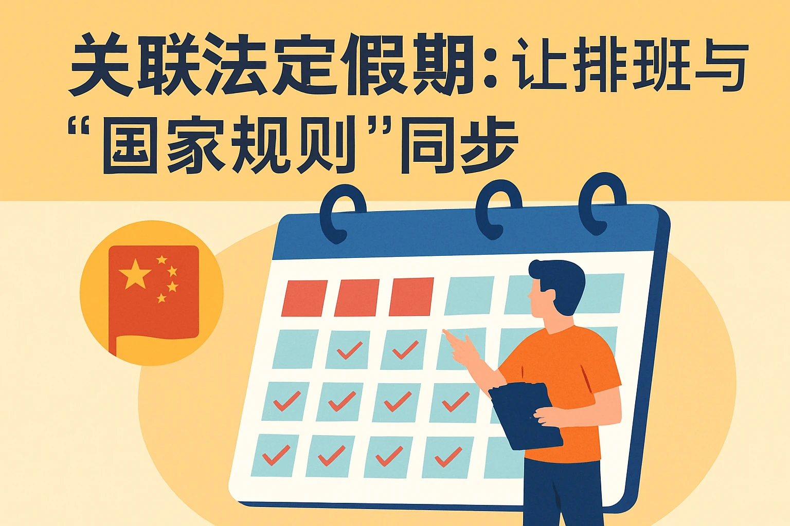 2. 关联法定假期：让排班与“国家规则”同步